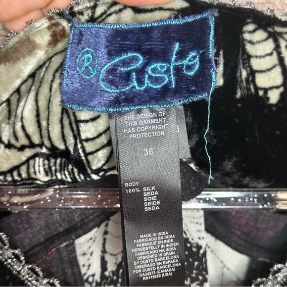 Custo Barcelona 100% Silk Velvety Boho Tunic Dress - BLACK - Picture 3 of 6